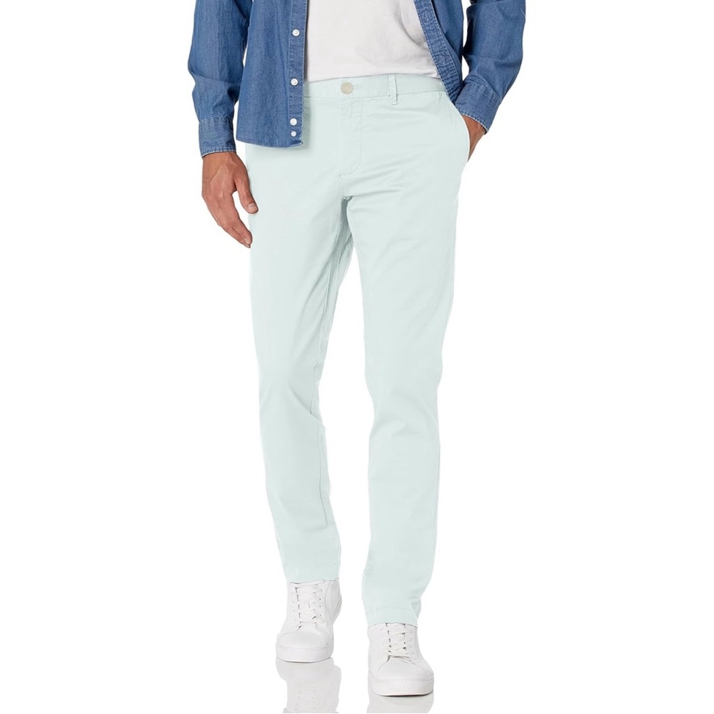 Original Penguin Men's Slim Fit Premium Basic Chino Pants in Pastel Blue 29x32